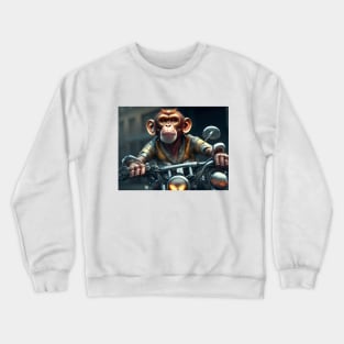 monkey driving a bike Crewneck Sweatshirt